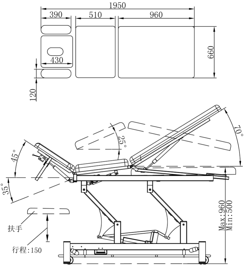 YA-ET303D Electric Medical Exam Table