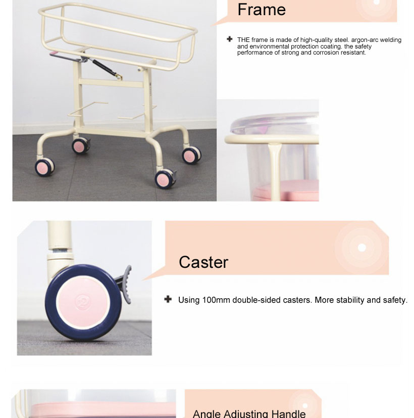 YA-800A Transparent Basin Baby Hospital Bassinet With Storage Unit For Infant