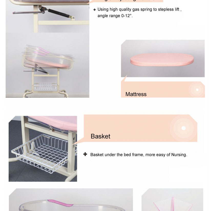 YA-800A Transparent Basin Baby Hospital Bassinet With Storage Unit For Infant