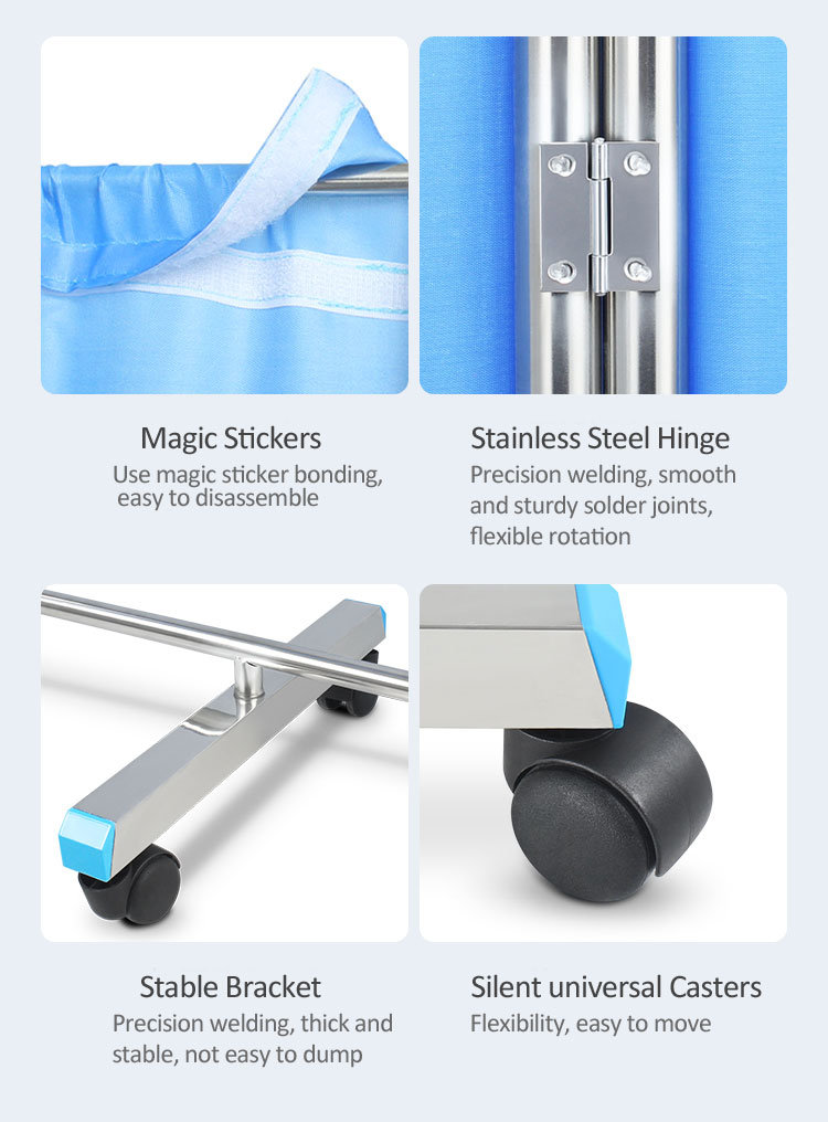 YA-HS001 Hospital Folding Stainless Steel 3-Part Ward Screen