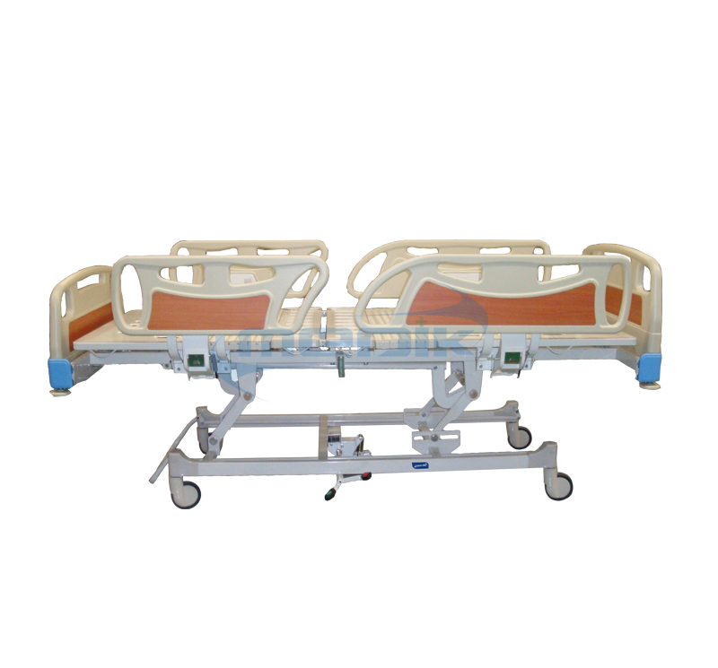 Lux 5 Functions Manual Hospital Bed With Abs Railing And Central Locking