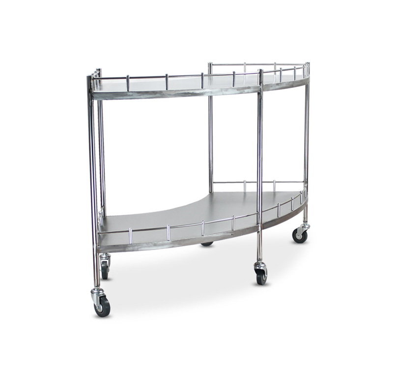 YA-006 Medical 304 Fan Shape Instrument Trolley With Casters