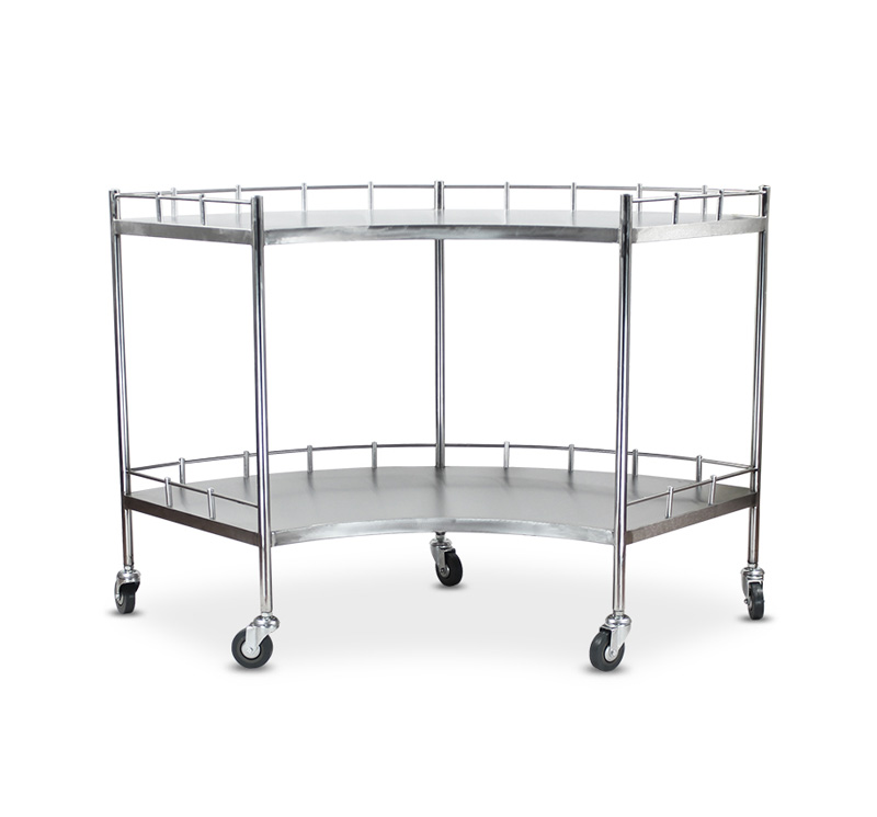 YA-006 Medical 304 Fan Shape Instrument Trolley With Casters