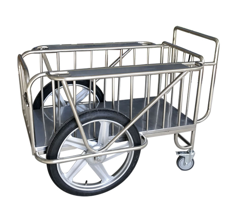 MK-S15 Stainless Steel Medical Drugs Trolley With Two Big Wheels