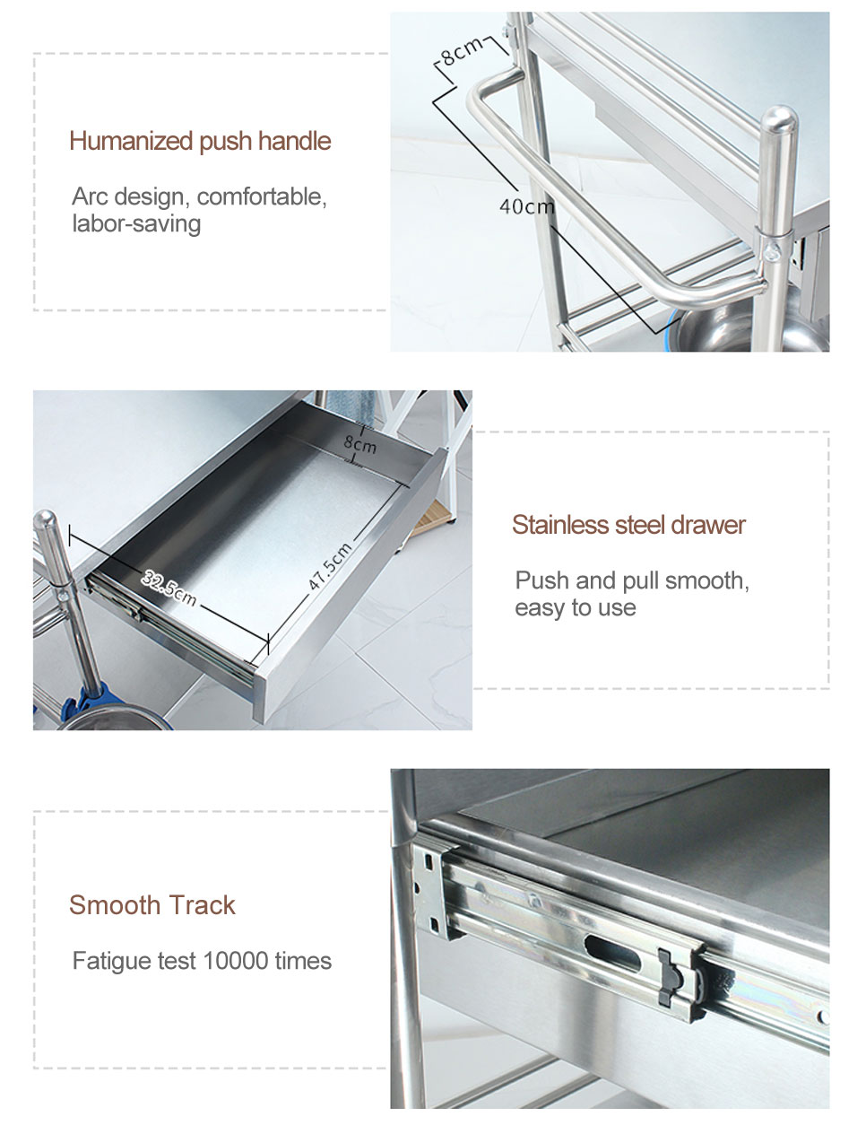 YA-009 Stainless Steel Medical Trolley For Clinics