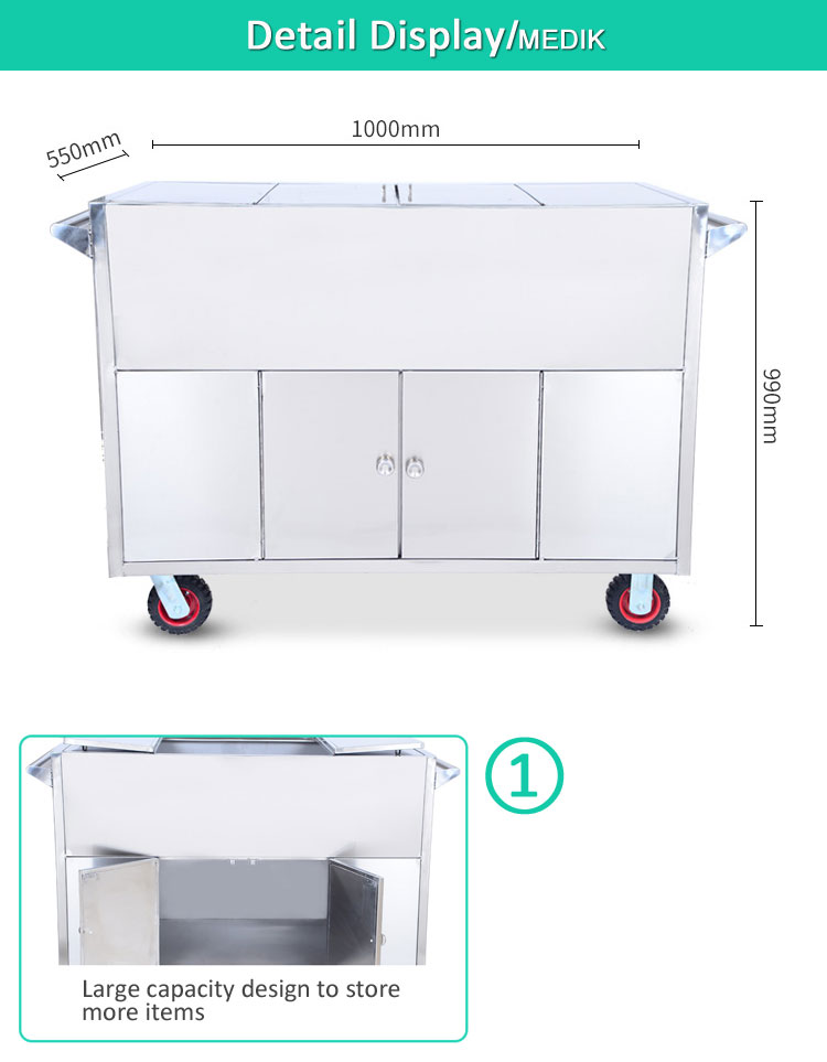 YA-ST01 Stainless Steel Hospital Aseptic Cabinet Surgical Trolley Nursing Trolley