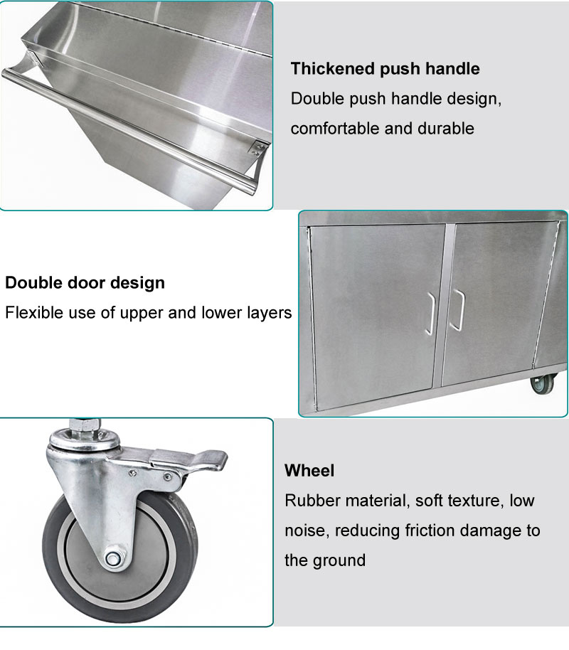 YA-ST02 Two Door Stainless Steel Case Carts For Medical CSSD