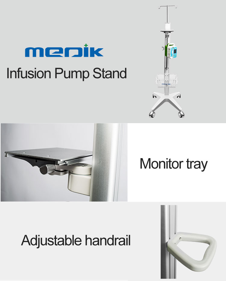 IV Infusion Pump Stands With Patient Monitor Tray