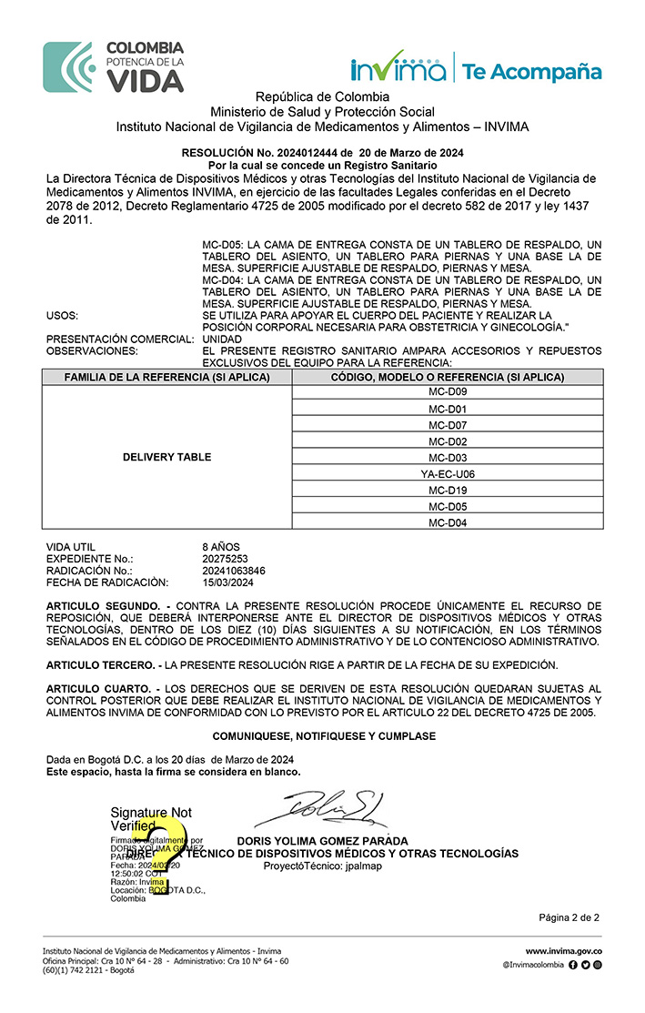 Medik registered under INVIMA in Colombia