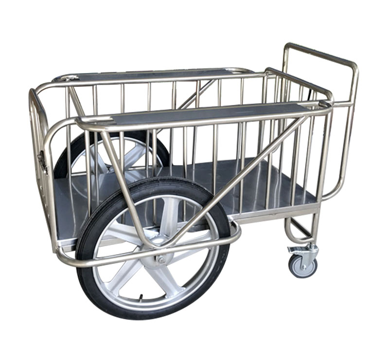 MK-S42 Stainless Steel Medical Drugs Trolley With Two Big Wheels