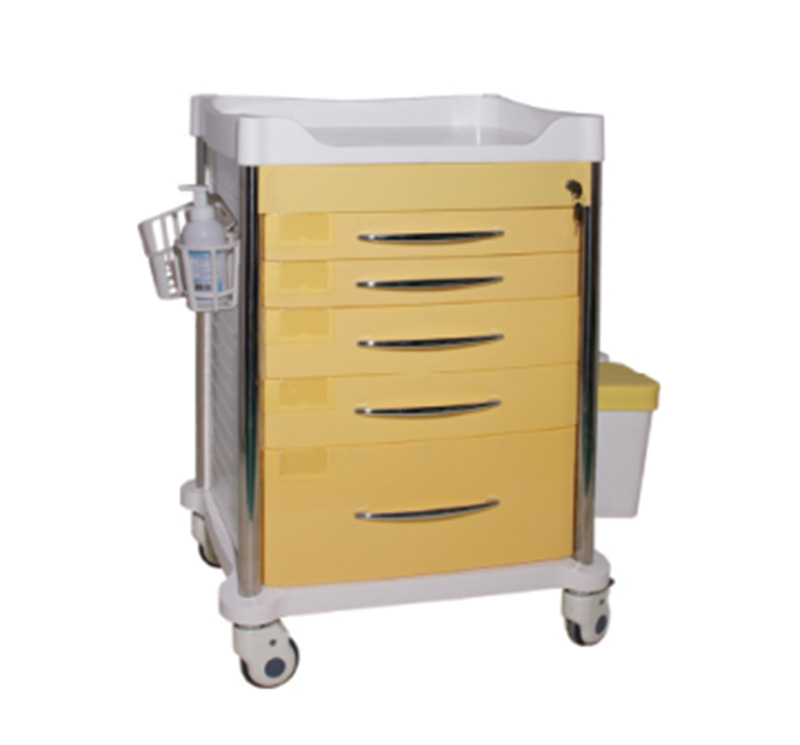 MK-P13 Plastic 4 Drawers Isolation Yellow Cart With Key Lock