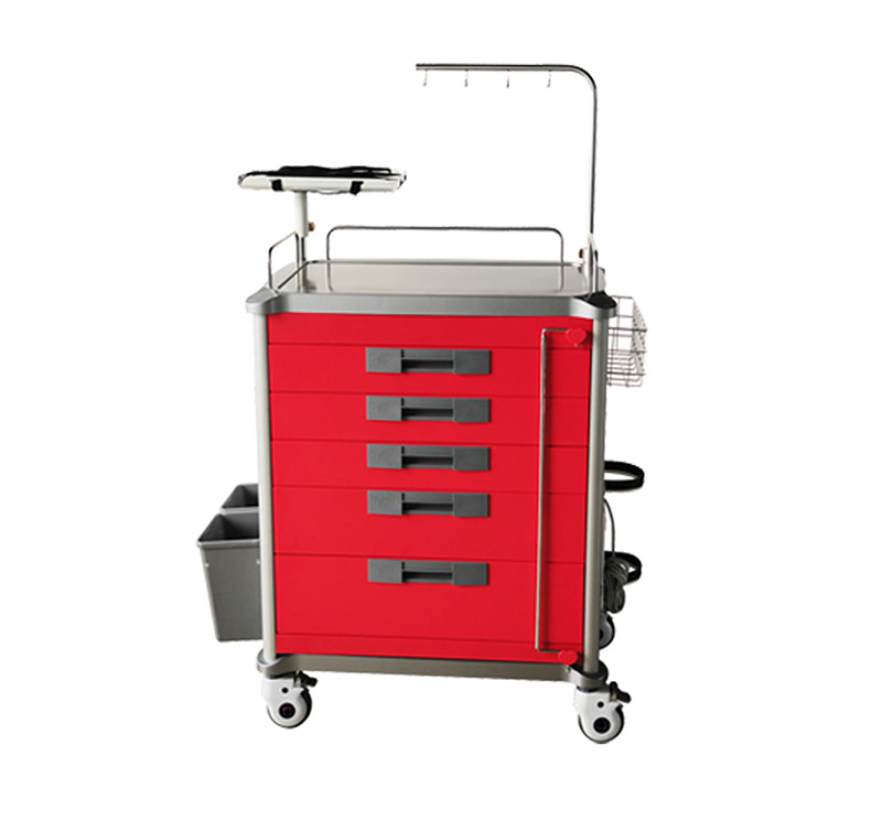 MK-C01 Metal Emergency Cart With Five Drawers