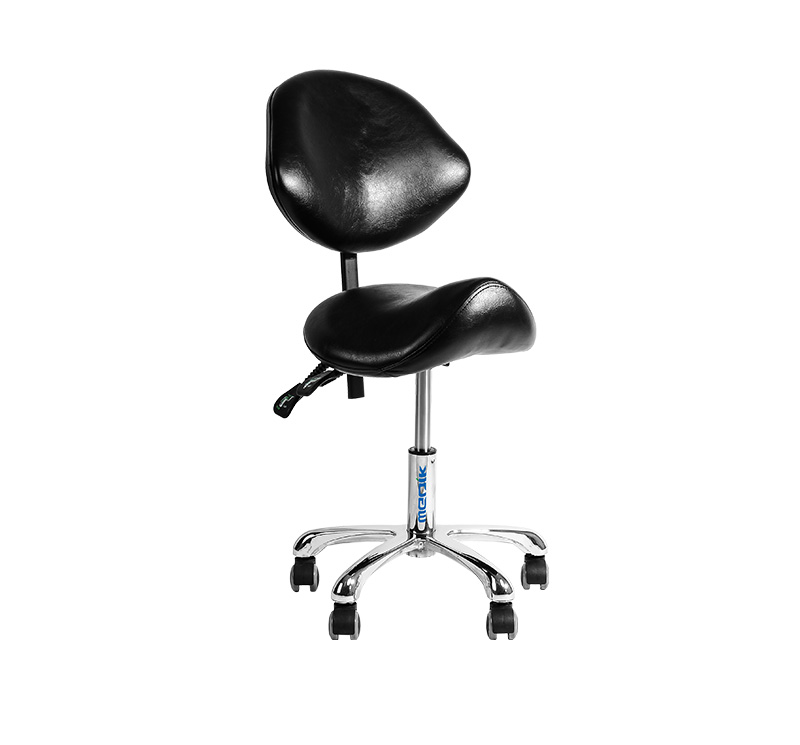 YA-S06 Ergonomic Adjustable Tilt Saddle Doctor Stool With Back Support