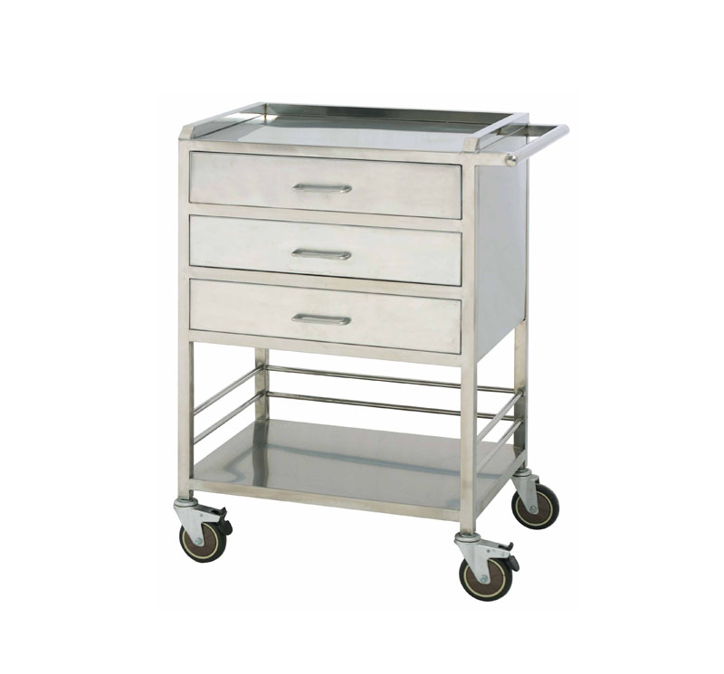 MK-S25 Mobile Stainless Steel Medicine Trolley With Push Handle