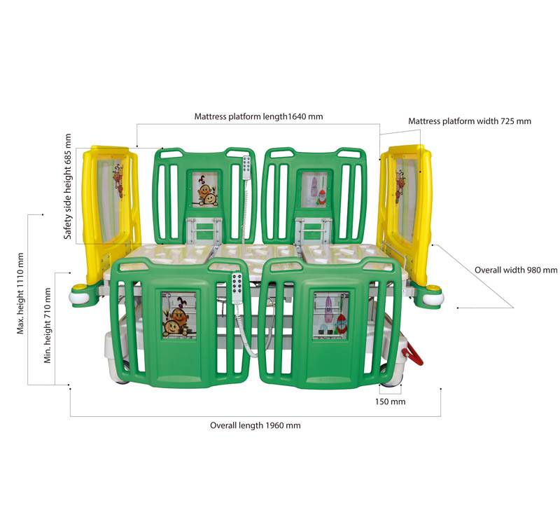 Five Function Electric Pediatric ICU Bed For Hospital