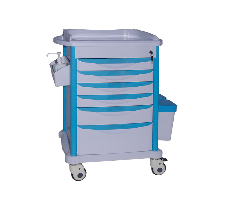 MKP10 ABS Hospital Medicine Trolley With 6 Drawers