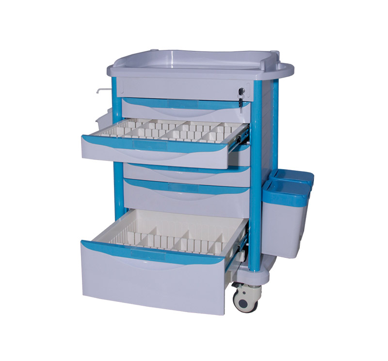 MKP10 ABS Hospital Medicine Trolley With 6 Drawers