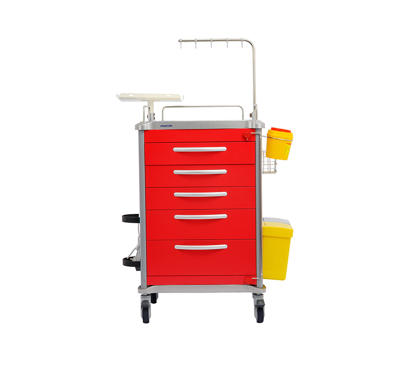 MK-C01 Metal Emergency Cart With Five Drawers