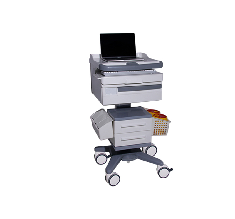 MK-PC03 Mobile Rolling Medical Computer Cart With Drawer For Hospital