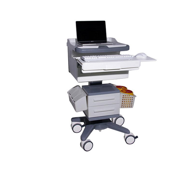 MK-PC03 Mobile Rolling Medical Computer Cart With Drawer For Hospital