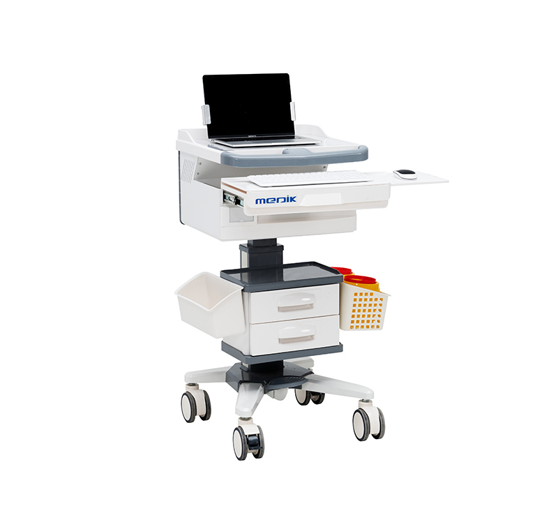 MK-PC03 Mobile Rolling Medical Computer Cart With Drawer For Hospital