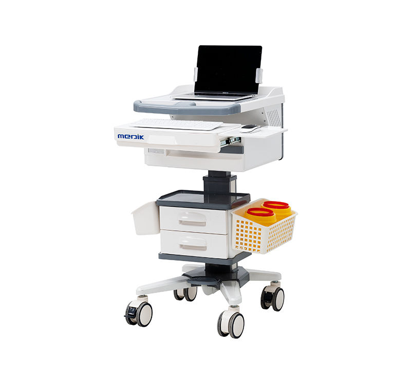 MK-PC03 Mobile Rolling Medical Computer Cart With Drawer For Hospital