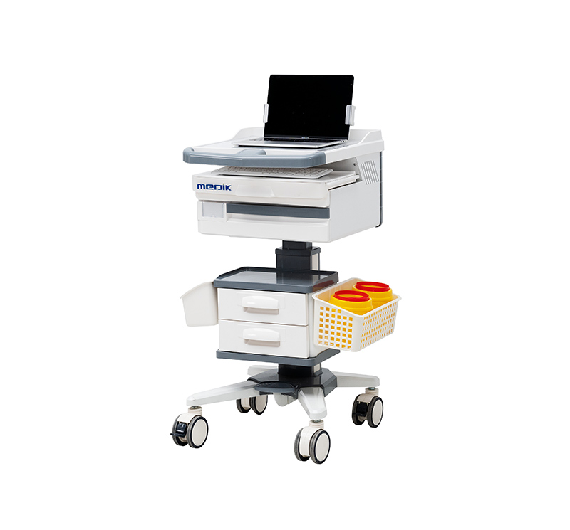 MK-PC03 Mobile Rolling Medical Computer Cart With Drawer For Hospital