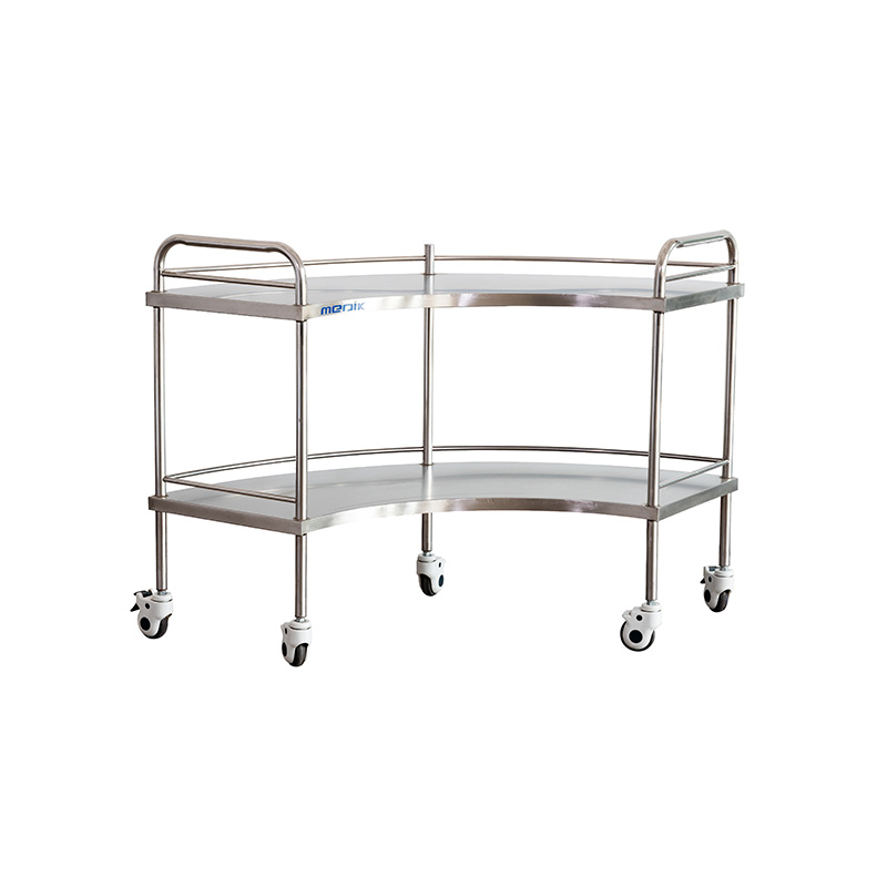 MK-S02 Medical SS 304 Fan Shape Instrument Trolley With Casters